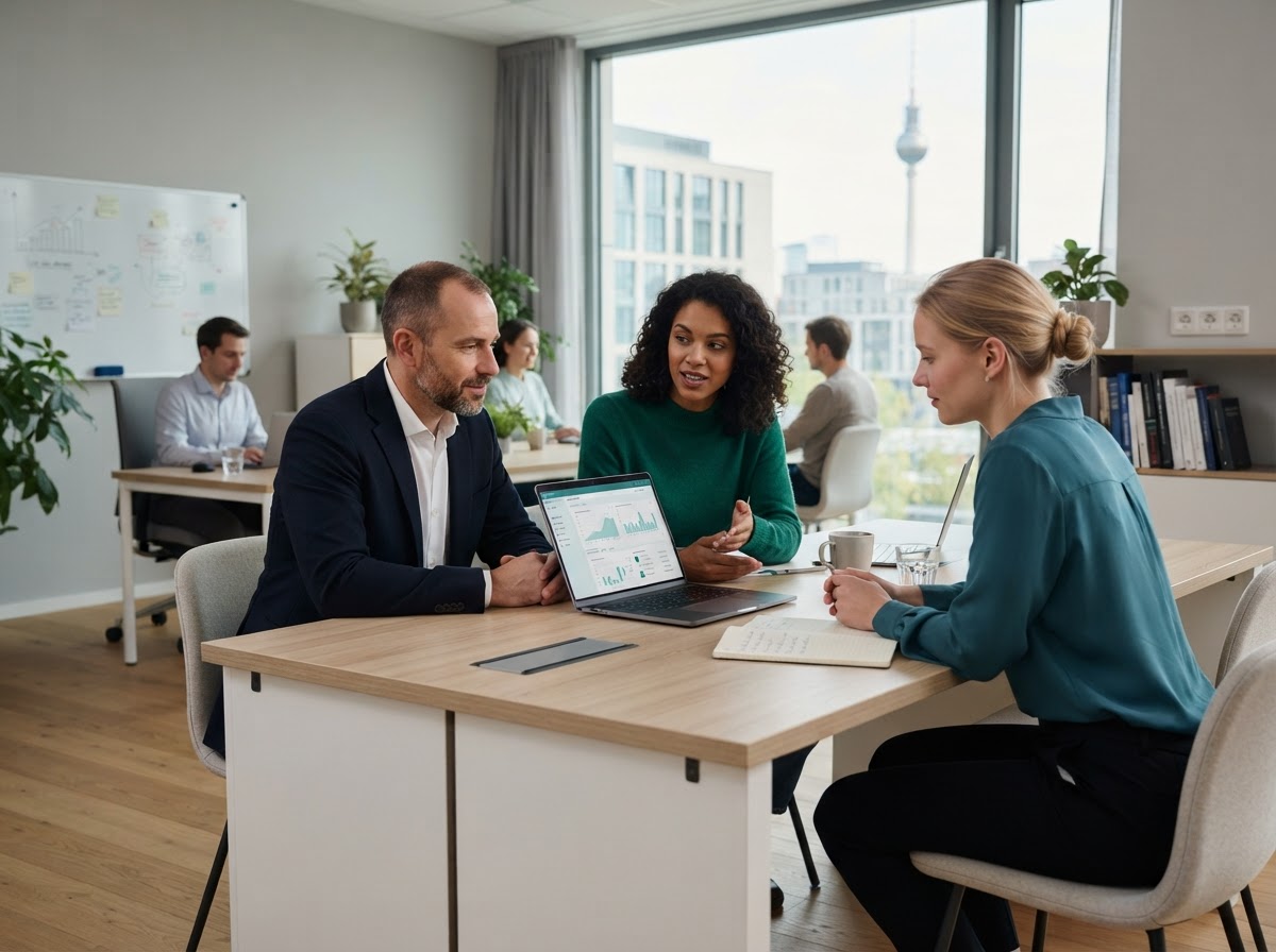 Gewinkivon KI Team bei der Analyse von Finanzdatenmodellen